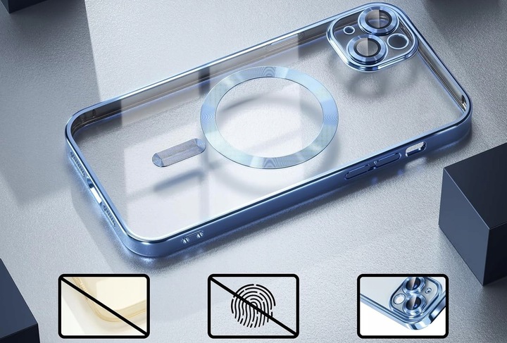 Etui CASE do iPhone 15 WZMACNIANE 360° do MagSafe SILIKONOWE + 2szt SZKŁO