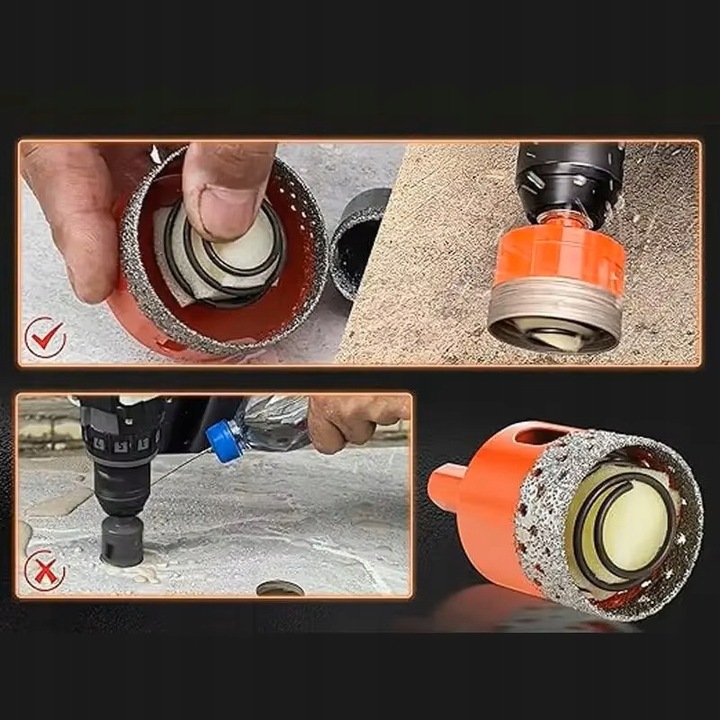 OTWORNICA DIAMENTOWA KORONKA DO GRESU M14 ZESTAW ⌀ 6,8,10,35,68 mm ADAPTER