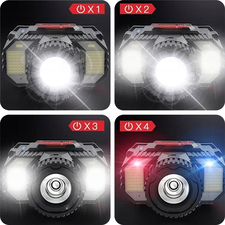 MOCNA LATARKA CZOŁOWA 1000lm 10W CZOŁÓWKA 6 TRYBÓW AKUMULATOR 500m ZOOM MOC