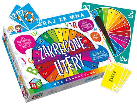 GRA EDUKACYJNA DLA DZIECI MULTIGRA GRA PLANSZOWA Zakręcone Litery ZESTAW