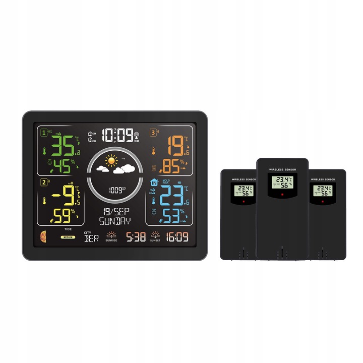 STACJA POGODOWA Z DCF METEO SP301 POGODYNKA HIGROMETR BAROMETR 3