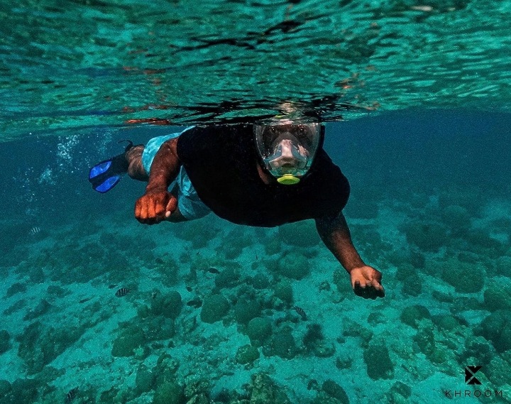 MASKA DO NURKOWANIA PŁYWANIA NIE PARUJE GoPro PEŁNOTWARZOWA Z RURKĄ L/XL