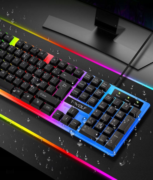GAMINGOWA KLAWIATURA MYSZ-KA PODŚWIETLANA LED RGB