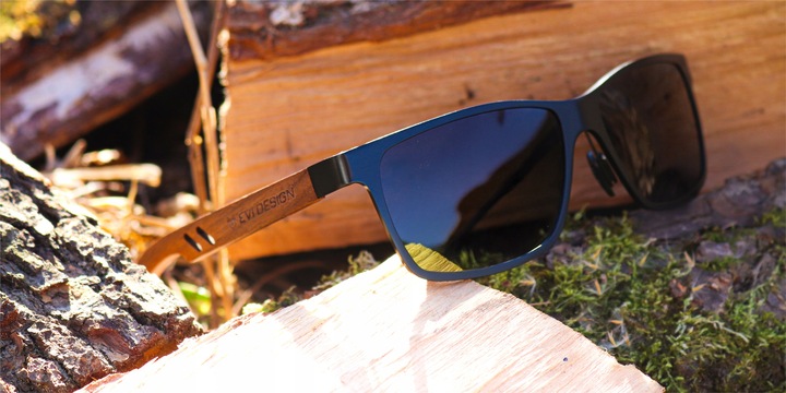 OKULARY PRZECIWSŁONECZNE męskie POLARYZACYJNE drewniane NERDY UV400 +