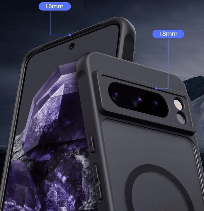 ETUI WZMACNIANE 360° do GOOGLE PIXEL 8 PRO | MAGSAFE CASE | CZARNY MAT