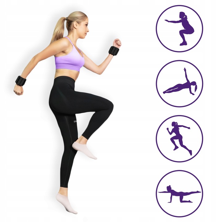 Obciążniki na Kostki Nadgarstki do Ćwiczeń Regulowane 2x 0,45 kg Czarne