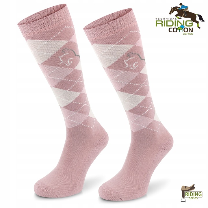 Wygodne bawełniane skarpety do jazdy konno w romby Comodo 80% bawełny 35-38