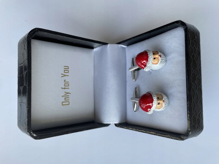 Okolicznościowe spinki do mankietów EXC Mikołaj Gwiazdor w Białej Szkatułce