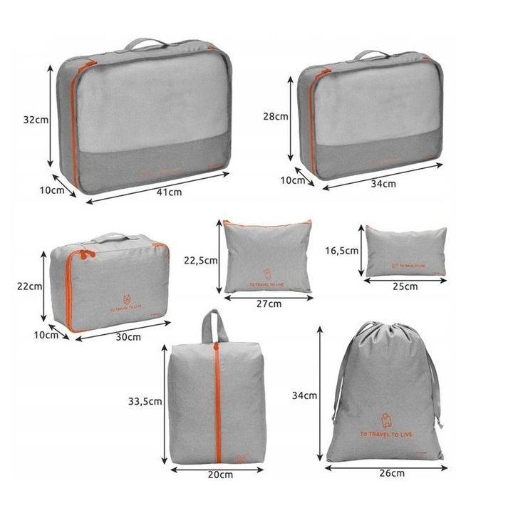 7 X ORGANIZER PODRÓŻNY DO WALIZKI TORBY ZESTAW ETUI NA UBRANIA BUTY TORBA