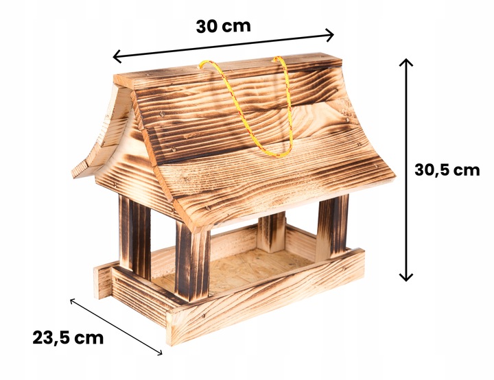 Karmnik dla ptaków + ziarno pokarm duży drewniany budka solidny XXL