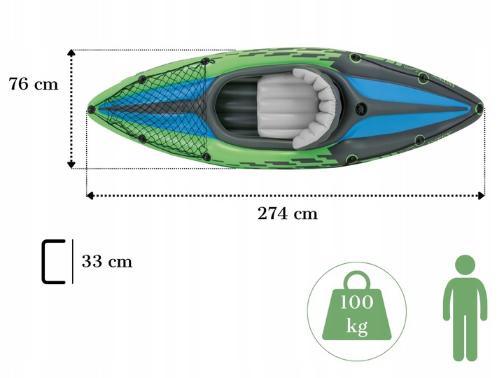 Kajak 1os. Challenger K1 Intex 68305 Pompka Wiosło