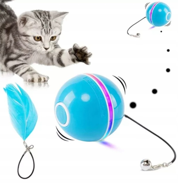 INTERAKTYWNA ZABAWKA PIŁKA DLA KOTA + DODATKI