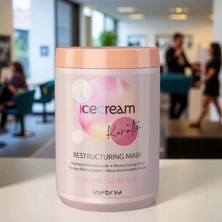 Maska do Włosów Łamliwych Zniszczonych Rekonstruująca Inebrya Keratin 1L