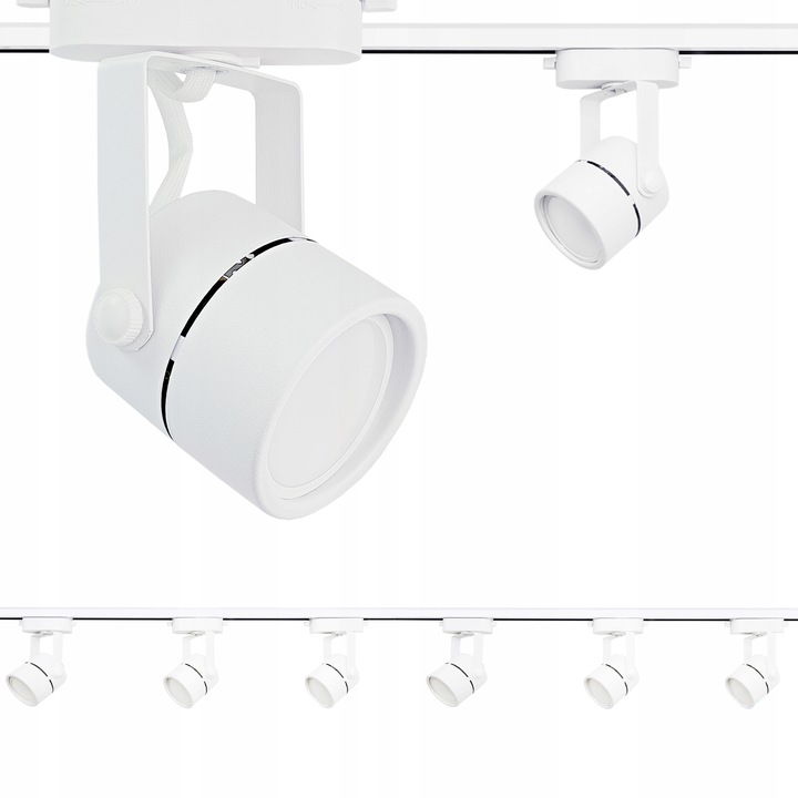 Zestaw 6x SPOT REFLEKTOR RUCHOMY BIAŁY NA GU10 + SZYNOPRZEWÓD Szyna 2m