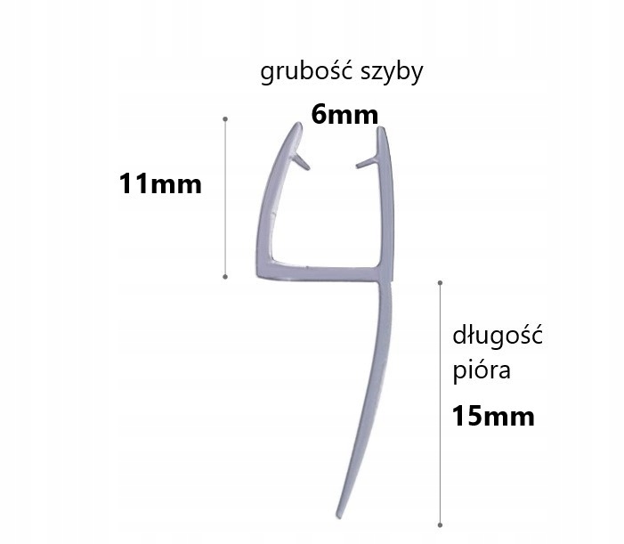 Uszczelka do kabiny prysznicowej piórko 6mm 200cm