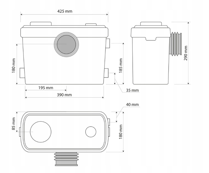 POMPA WC ROZDRABNIACZ MŁYNEK PRZEPOMPOWNIA DO WC