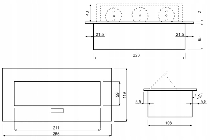 GNIAZDO CHOWANE W BLAT NABLATOWE + 2 USB GNIAZDKO