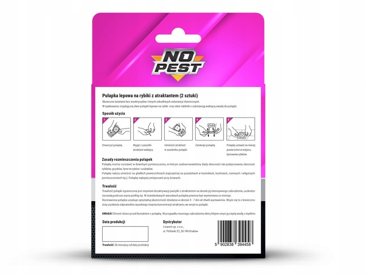 ŚRODEK TRUTKA ŻEL PUŁAPKA LEP NA RYBIKI CUKROWE SREBRZYKI NO PEST ZESTAW