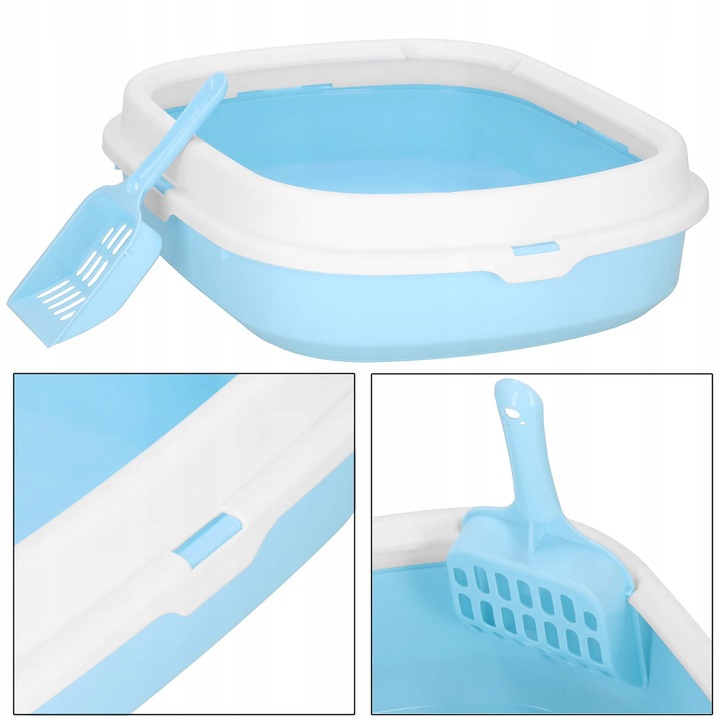 DUŻA KUWETA DLA KOTA Z RAMKĄ 40x33cm TOALETA OTWARTA NA ŻWIREK XL + ŁOPATKA