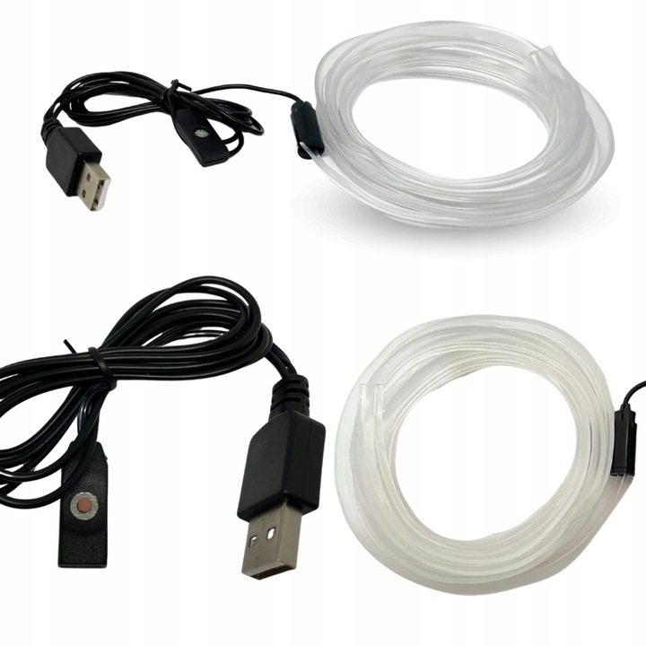 ŚWIATŁOWÓD EL WIRE LED RGB USB OŚWIETLENIE WNĘTRZA AUTA KABINY SAMOCHODU 4m