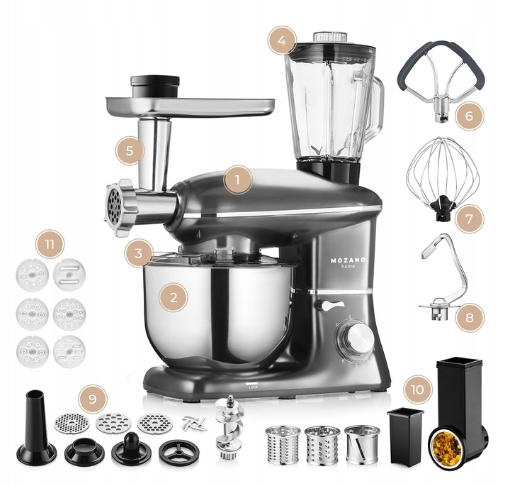 ROBOT PLANETARNY KUCHENNY BLENDER MIKSER DUŻY ZESTAW 6w1 MISA 6,2L