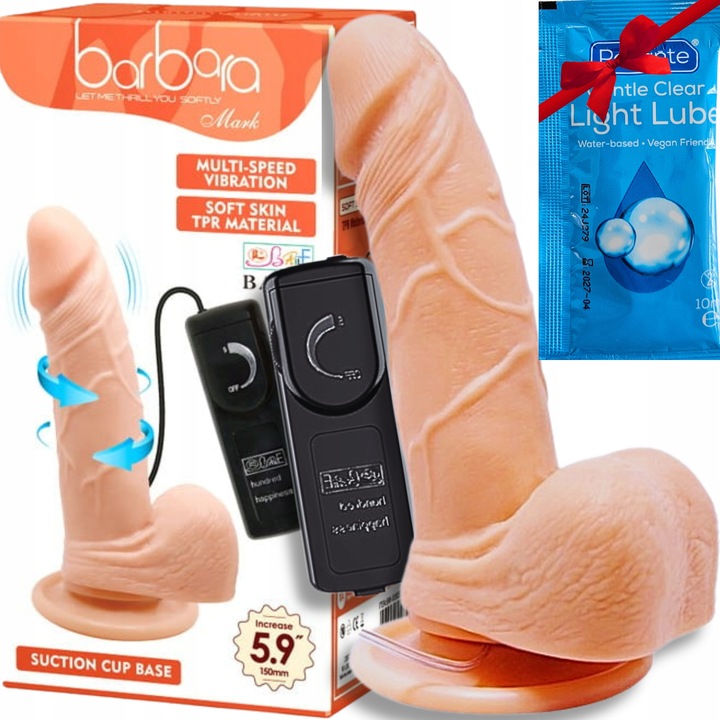 WIBRATOR DAMSKI Z PRZYSSAWKĄ DILDO MASAŻER REALISTYCZNY PENIS + GRATIS ŻEL