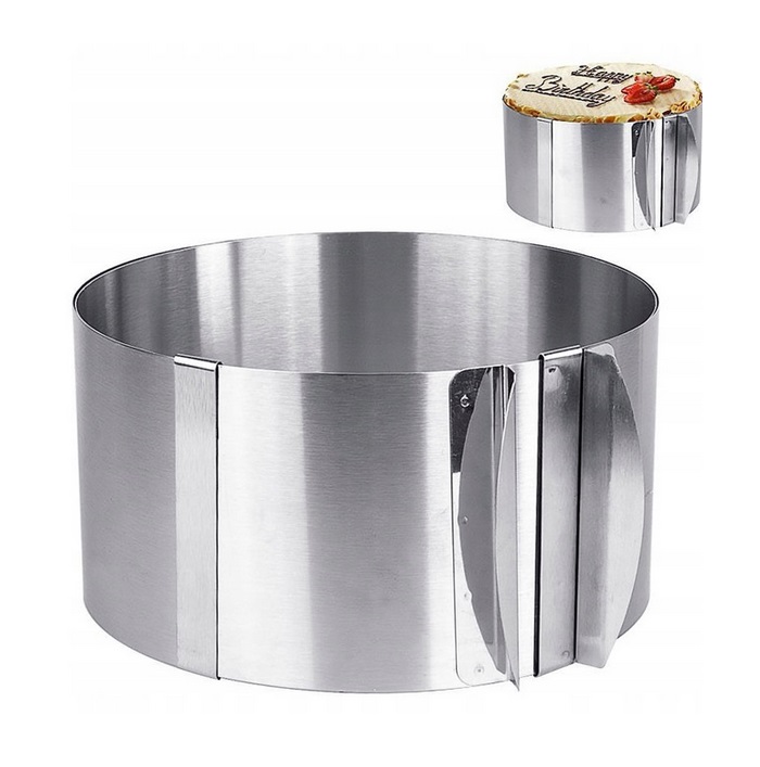 Rant Do Tortu Regulowany Śr 16-30CM Tortownica Wysoki 15 cm + 3 Łopatki OLK