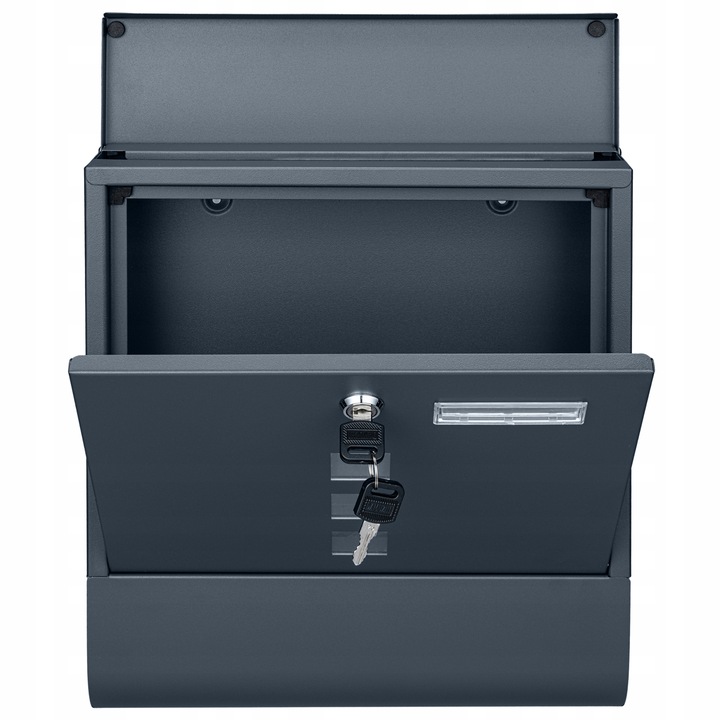 SKRZYNKA POCZTOWA NA LISTY POCZTĘ TUBA NA GAZETY ANTRACYT + NAPIS ADRES