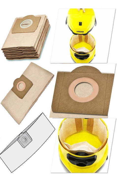 10X WYTRZYMAŁE WORKI + FILTR PUREY DO ODKURZACZA KARCHER WD3 200 MV3 SE4