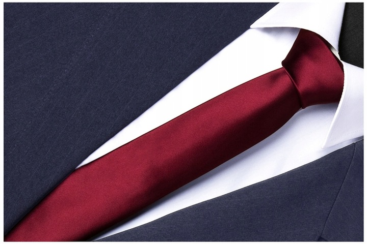 ELEGANCKI BORDOWY Gładki Krawat Męski do Garnituru Wąski Śledź Slim gs13