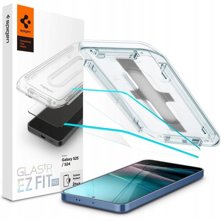 Szkło hartowane Spigen do Galaxy S25 / S24, 9H do etui z aplikatorem 2-Pack