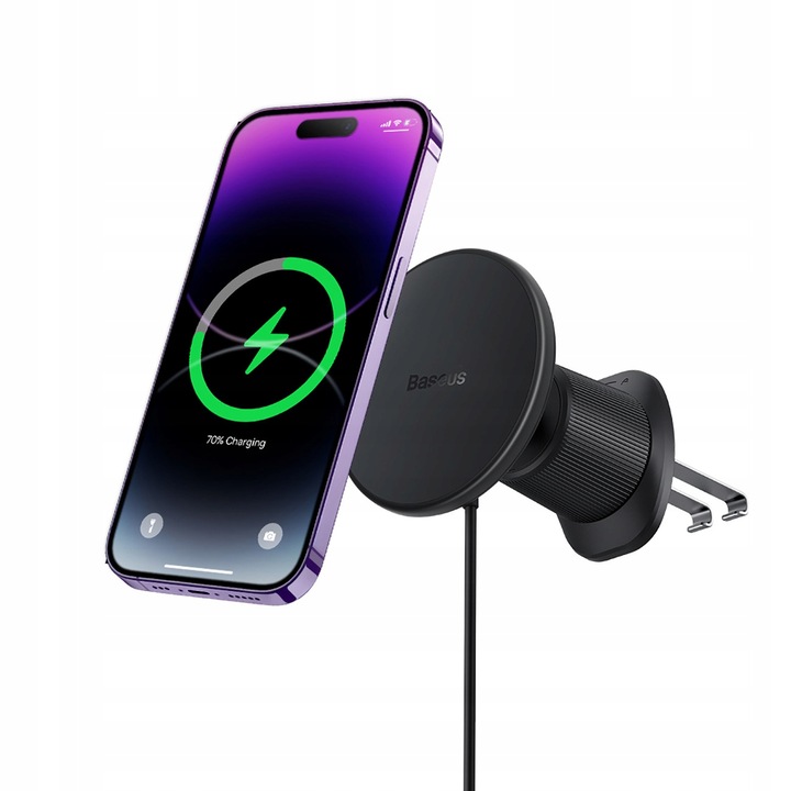 BASEUS MAGNETYCZNY UCHWYT SAMOCHODOWY Z ŁADOWARKĄ MAGSAFE DO IPHONE 15W