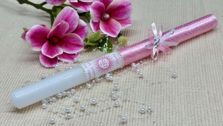 ŚWIECA KOMUNIJNA NA KOMUNIĘ DO KOMUNII IMIĘ DATA