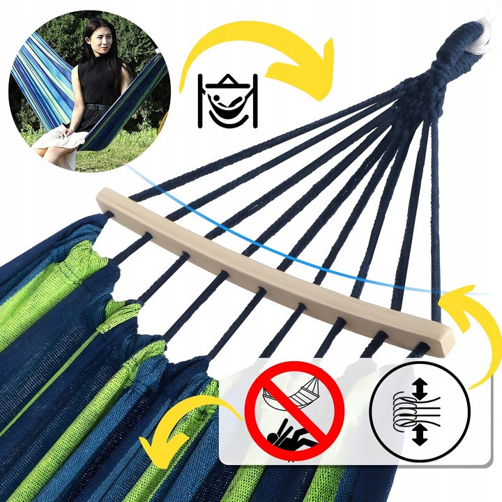 HAMAK OGRODOWY DWUOSOBOWY XXL 2 Osobowy Turystyczny Z DRĄŻKIEM DUŻY