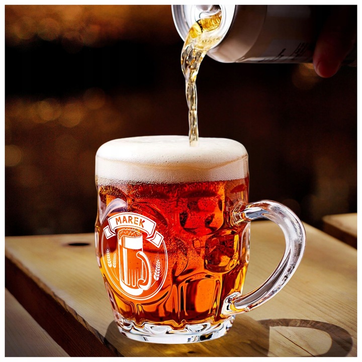 Prezent dla taty chłopaka na święta Kufel do piwa z grawerem + otwieracz