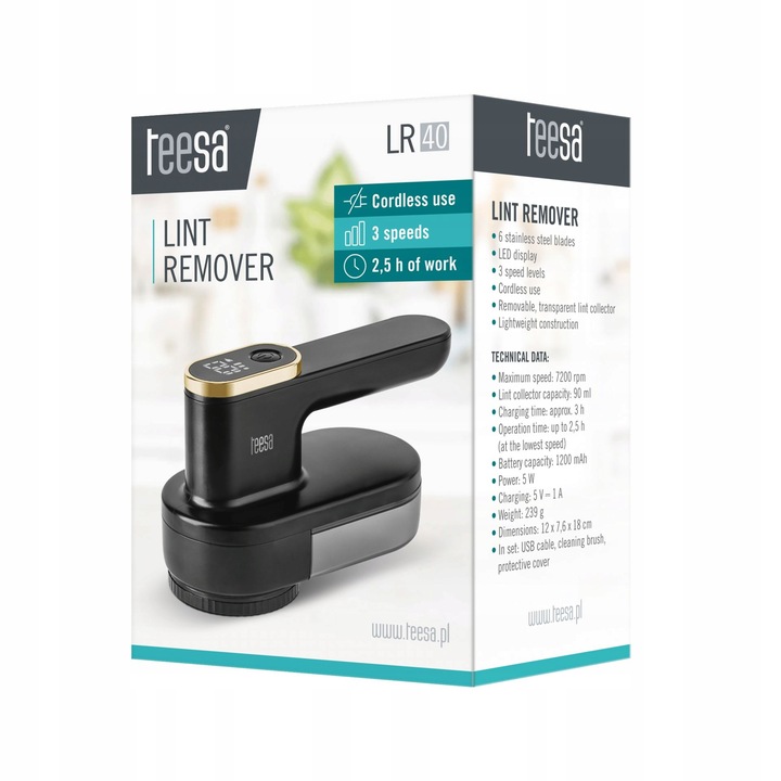 Bezprzewodowa golarka do ubrań tapicerki swetra kanapy Teesa 3 prędkości