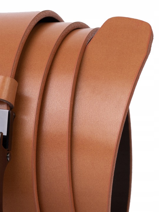 Pasek SKÓRZANY męski Klamra automat RUDY do spodni