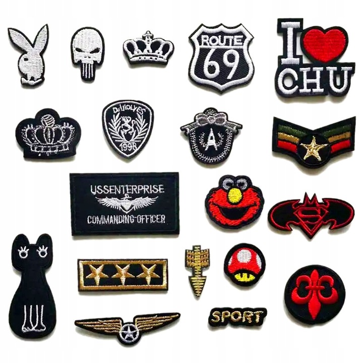 APLIKACJA TERMO naprasowanki naszywki aplikacje ZESTAW 20 naszywek