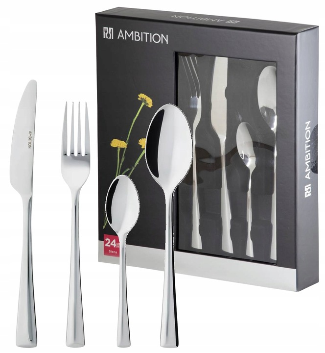 ZESTAW AMBITION SZTUĆCE 24 szt SIENA w pudełku dla 6 osób