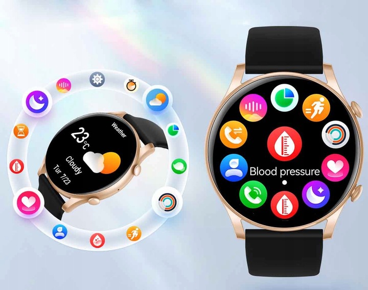 SMARTWATCH ZEGAREK DAMSKI POLSKIE MENU ROZMOWY CIŚNIENIE PULS SPORT AMOLED
