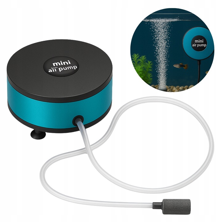 MINI NAPOWIETRZACZ DO AKWARIUM USB 1,5W 250ml/min POMPKA NA SZYBĘ WODA