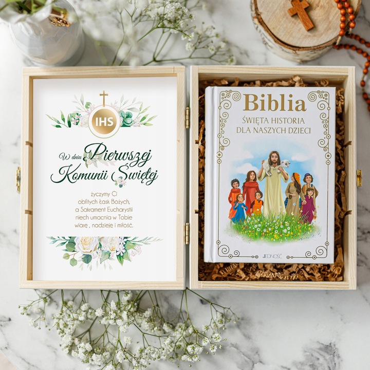 BIBLIA NA KOMUNIĘ PAMIĄTKA PIERWSZEJ KOMUNII ŚWIĘTEJ PREZENT NA KOMUNIĘ