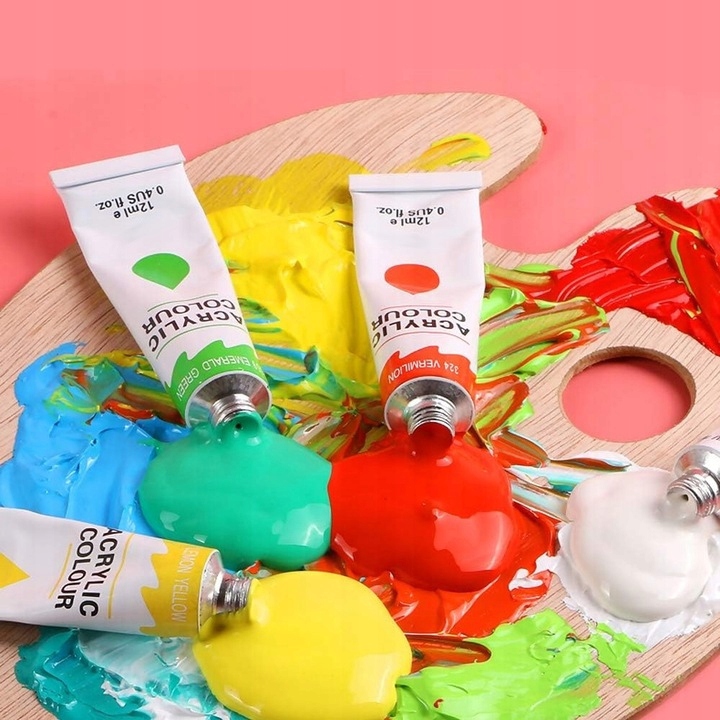 FARBY AKRYLOWE DUŻY ZESTAW FARB AKRYLOWYCH 24x12ml FARBA AKRYLOWA