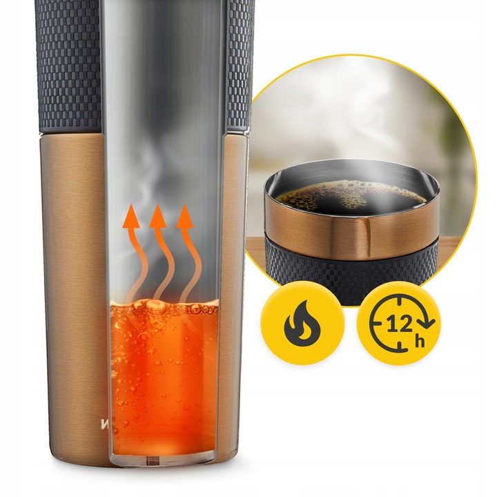 KUBEK TERMICZNY TERMOS GORĄCE NAPOJE DO 12H-24H KAWA HERBATA SZCZELNY 450ml