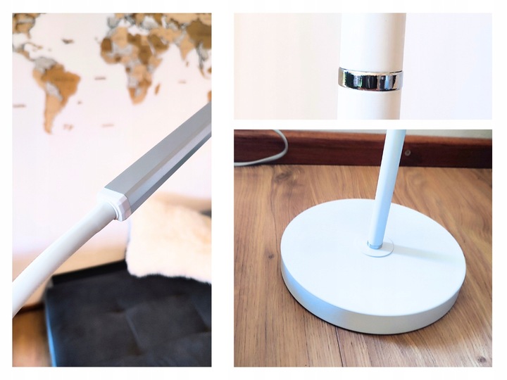 LAMPA LED STOJĄCA PODŁOGOWA BIAŁA LAMPKA BIURKOWA NOCNA USB PILOT