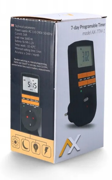 PROGRAMATOR CZASOWY WŁĄCZNIK WYŁĄCZNIK LCD CYFROWY HARMONOGRAM 7 DNI 10 UST