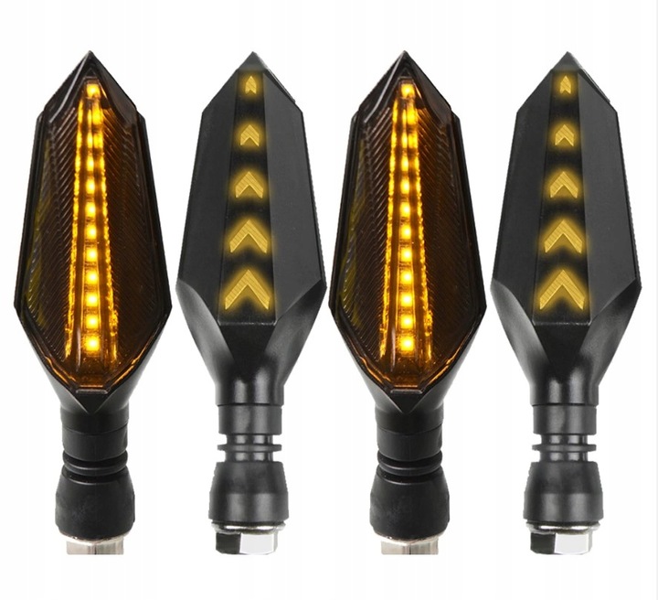 Kierunkowskazy motocyklowe czarne dymione 14 diod LED 2 sztuki