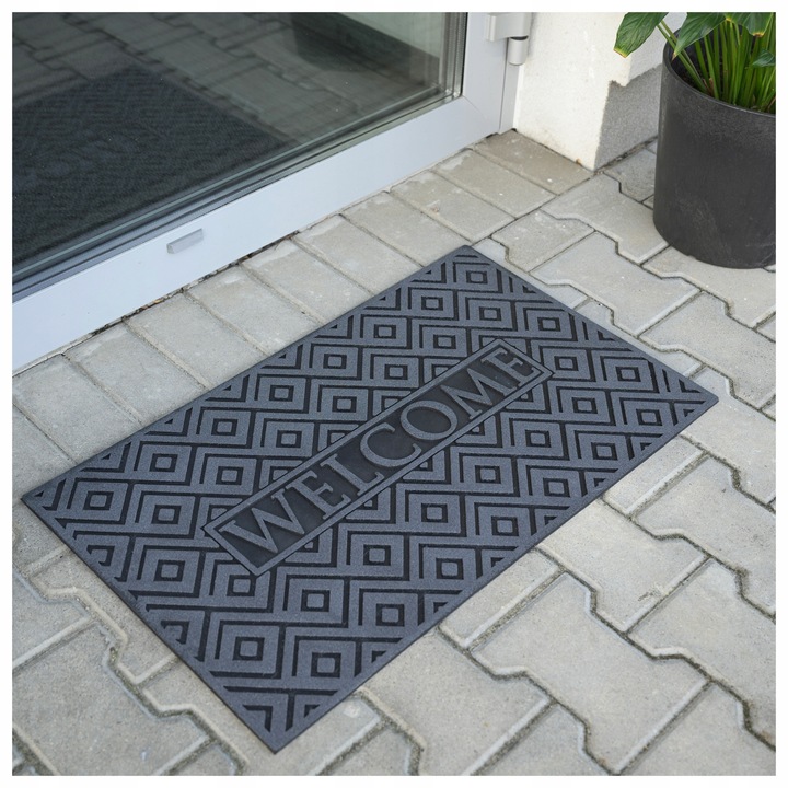 WYCIERACZKA POD DRZWI ZEWNĘTRZNA GUMOWA WEJŚCIOWA WELCOME BŁYSZCZĄCA