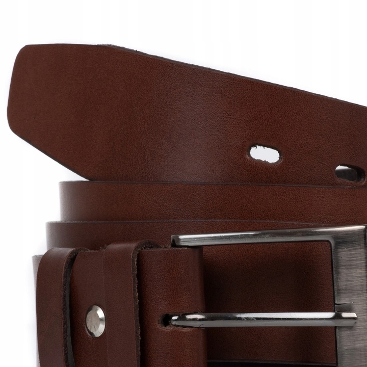 Skórzany pasek męski BRĄZOWY szeroki do spodni 85