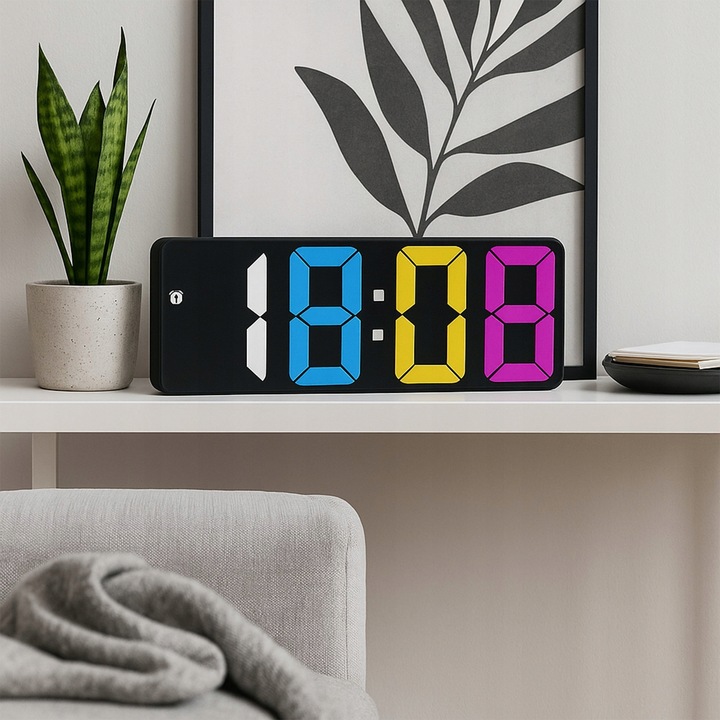 ZEGAR ZEGAREK ELEKTRONICZNY CYFROWY LCD PODŚWIETLANY TEMPERATURA